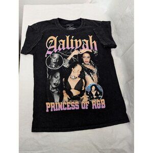 Aaliyah Medium Black distressed Princess of R&B Graphic Short Sleeve T Shirt C1